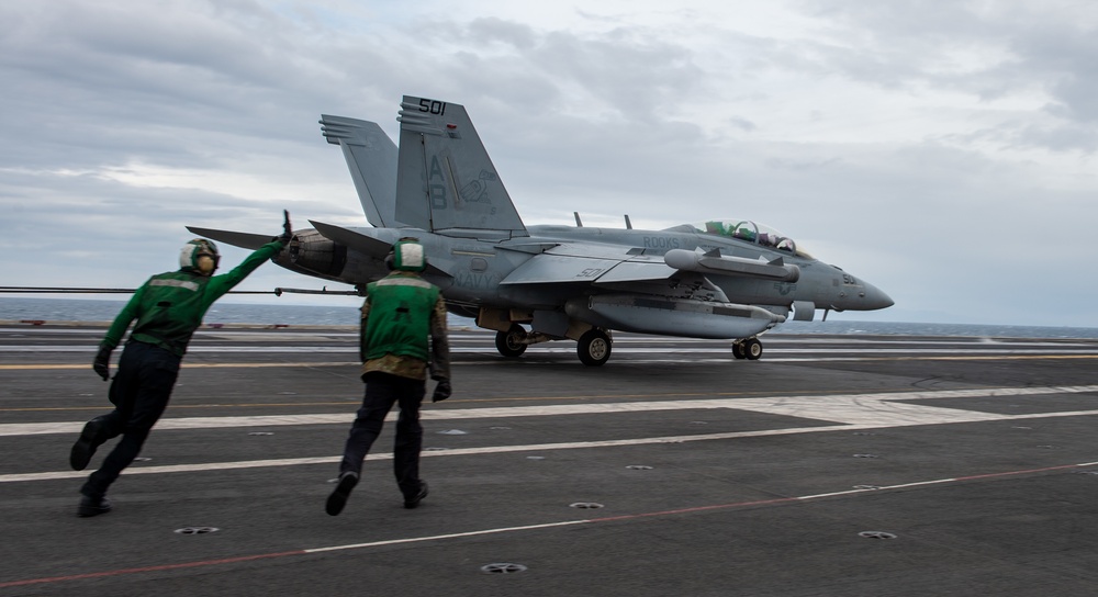 The Harry S. Truman Carrier Strike Group is on a scheduled deployment in the U.S. Sixth Fleet area of operations in support of naval operations to maintain maritime stability and security.