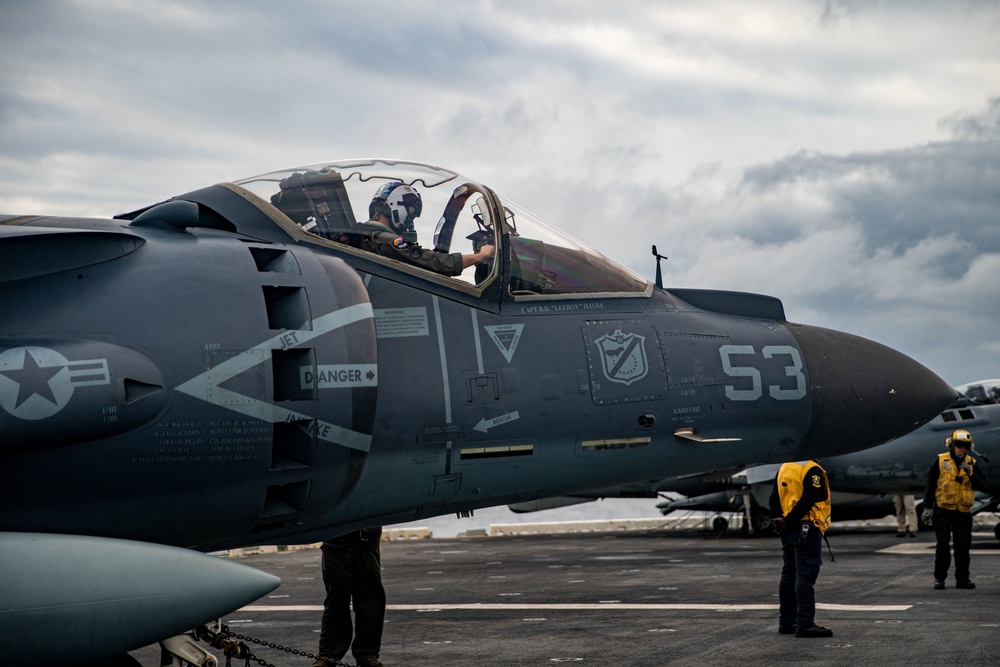 VMA-214, 11th MEU flight operations aboard USS Essex (LHD 2)