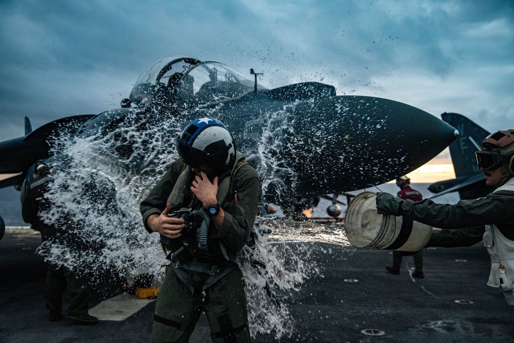VMA-214, 11th MEU flight operations aboard USS Essex (LHD 2)