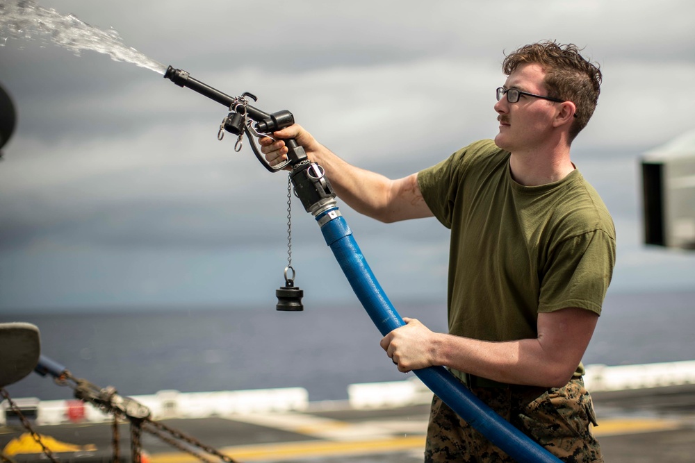 CLB-11, 11th MEU Marines conduct water purification with a LWPS aboard USS Essex (LHD 2)