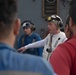 Sailor gives safety brief aboard USS Gonzalez.