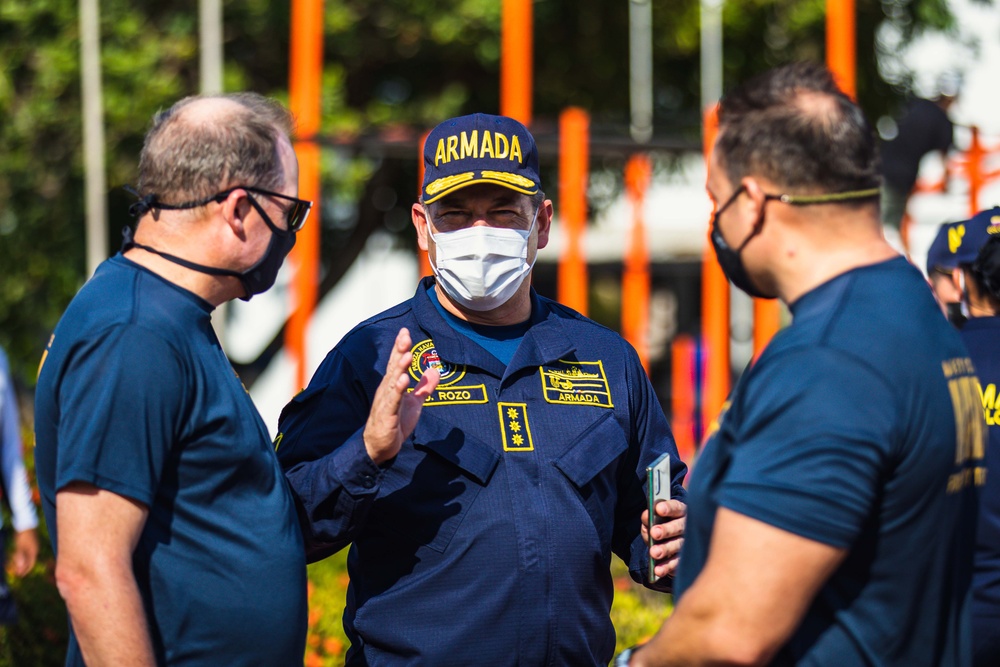 USS Billings Sailors and Coast Guard LEDET Play Soccer with Colombian Navy Sailors