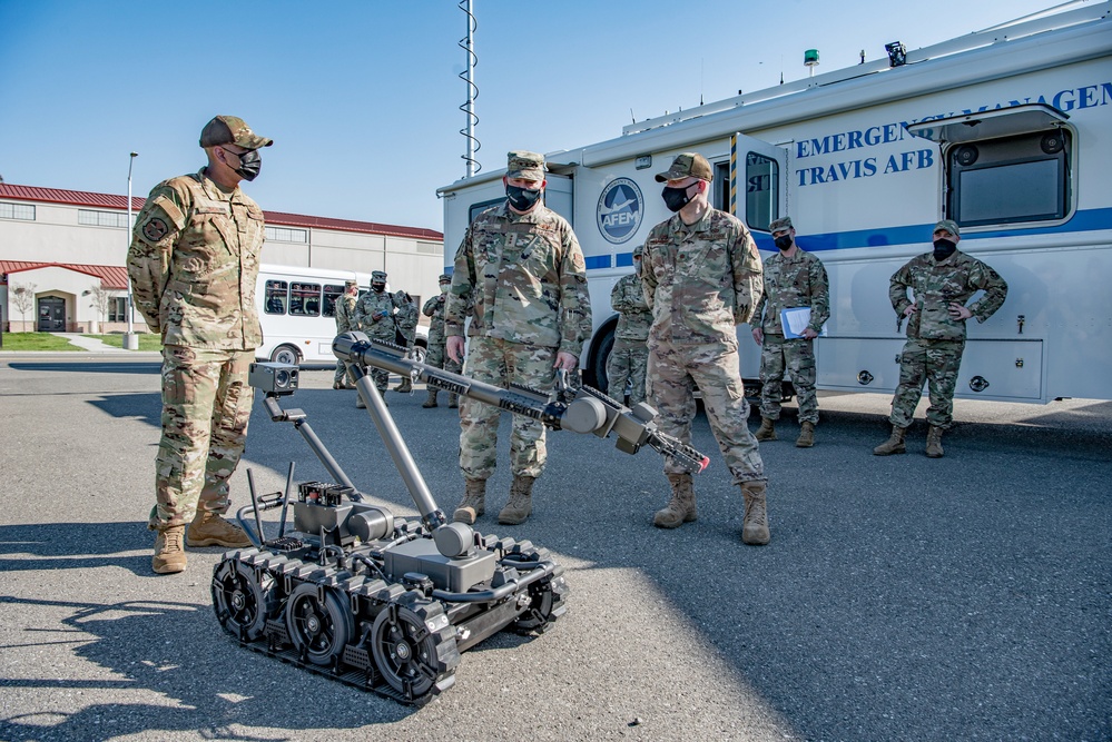 Lt. Gen. Richard W. Scobee visits Travis Air Force Base, CA