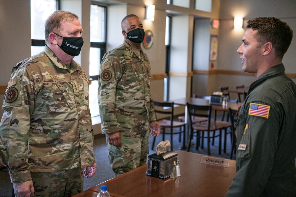 Lt. Gen. Richard W. Scobee visits Travis Air Force Base, CA