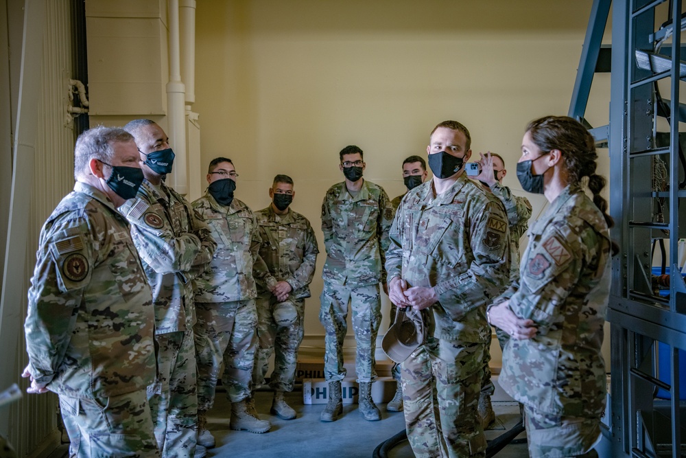 Lt. Gen. Richard W. Scobee visits Travis Air Force Base, CA