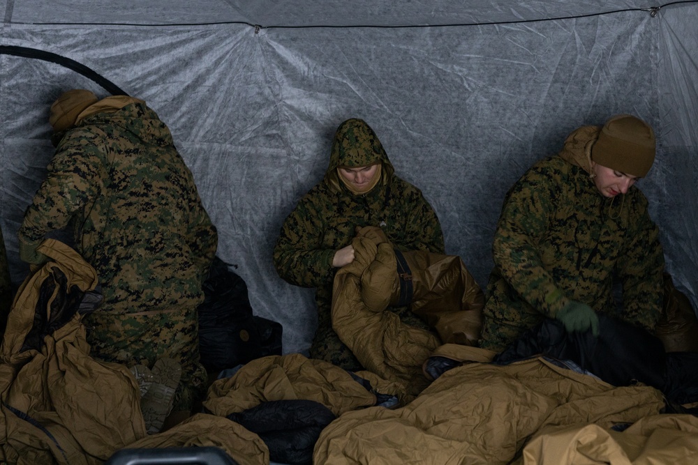 U.S. Marines participate in cold weather familiarization training in Norway prior to Exercise Cold Response 2022