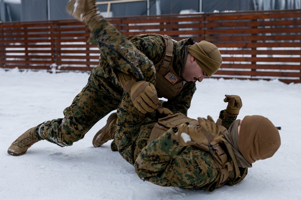 U.S. Marines train in martial arts in Norway prior to Exercise Cold Response 2022