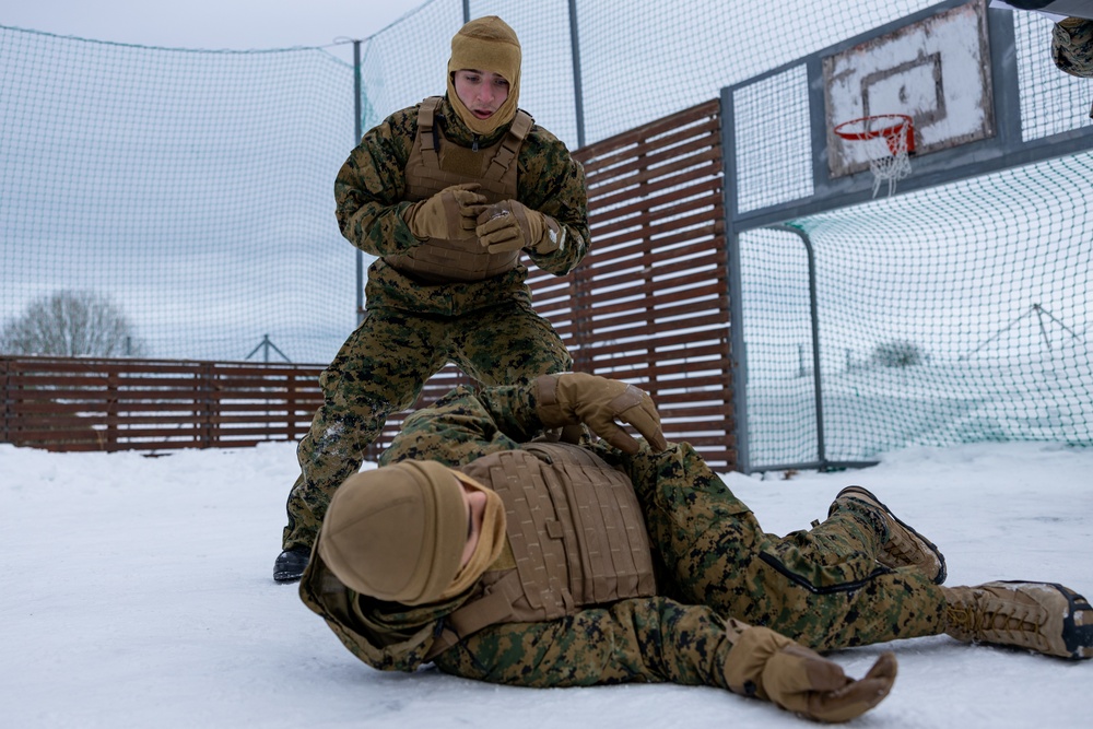 U.S. Marines train in martial arts in Norway prior to Exercise Cold Response 2022