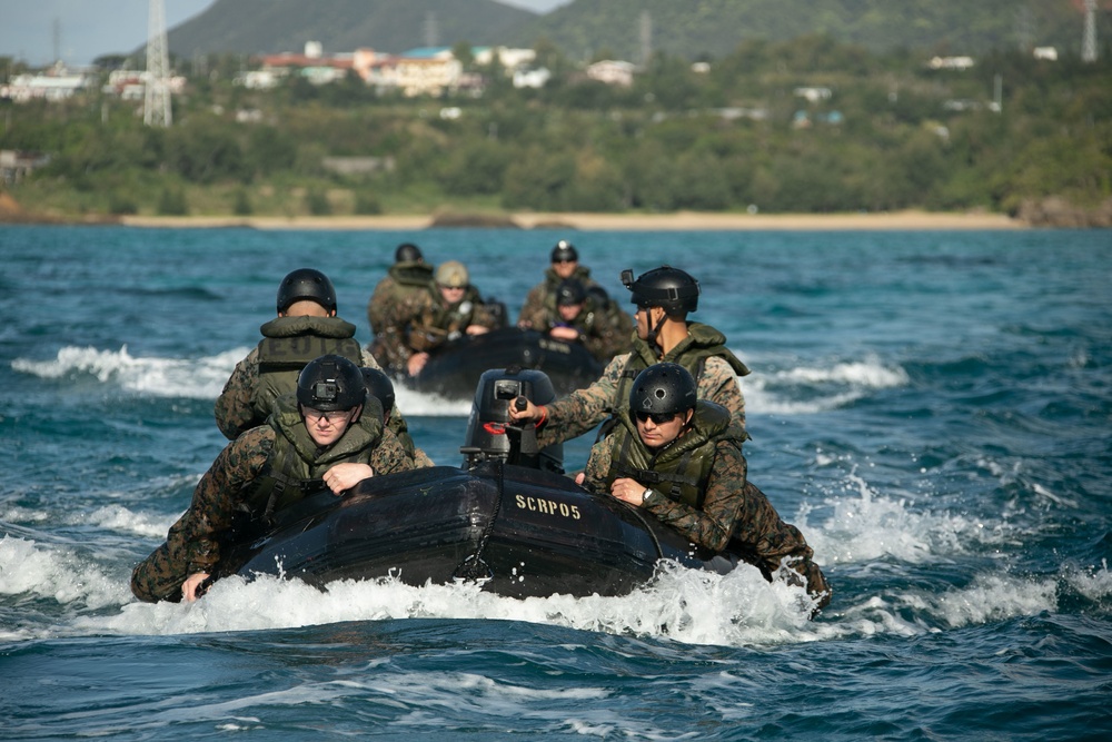 JWX 22 | CLB-4 Marines conduct amphibious resupply with Combat Rubber Raiding Craft