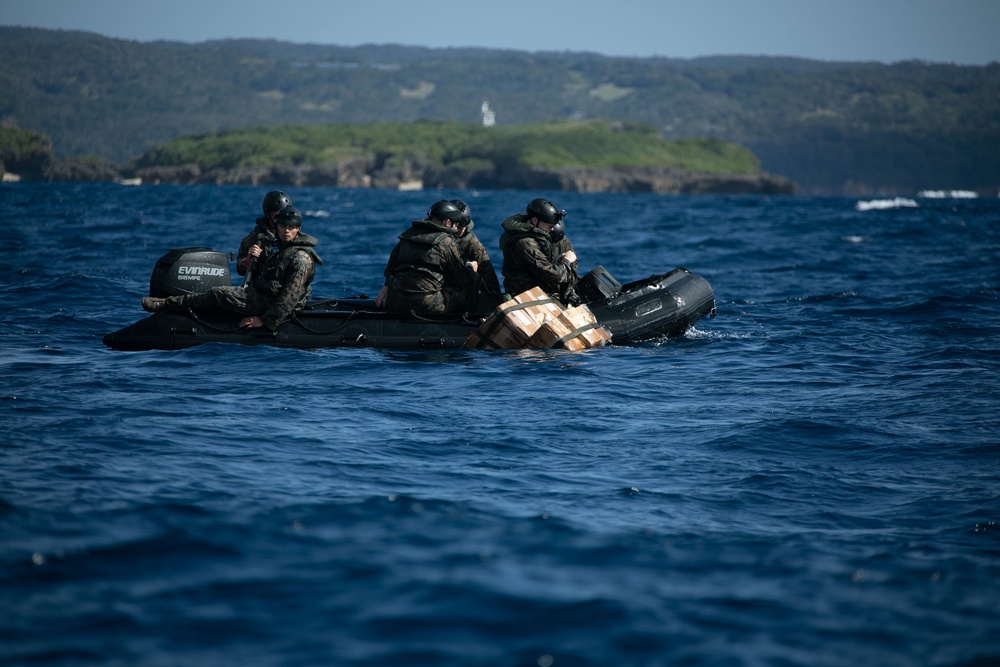 JWX 22 | CLB-4 Marines conduct amphibious resupply with Combat Rubber Raiding Craft
