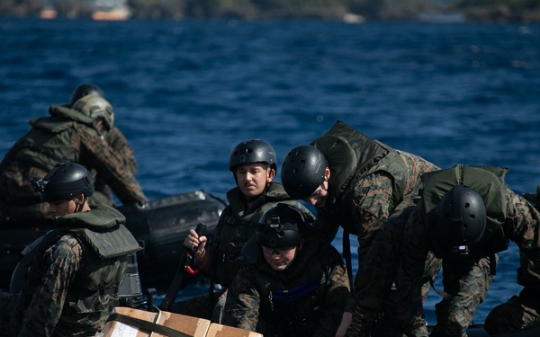 JWX 22 | CLB-4 Marines conduct amphibious resupply with Combat Rubber Raiding Craft