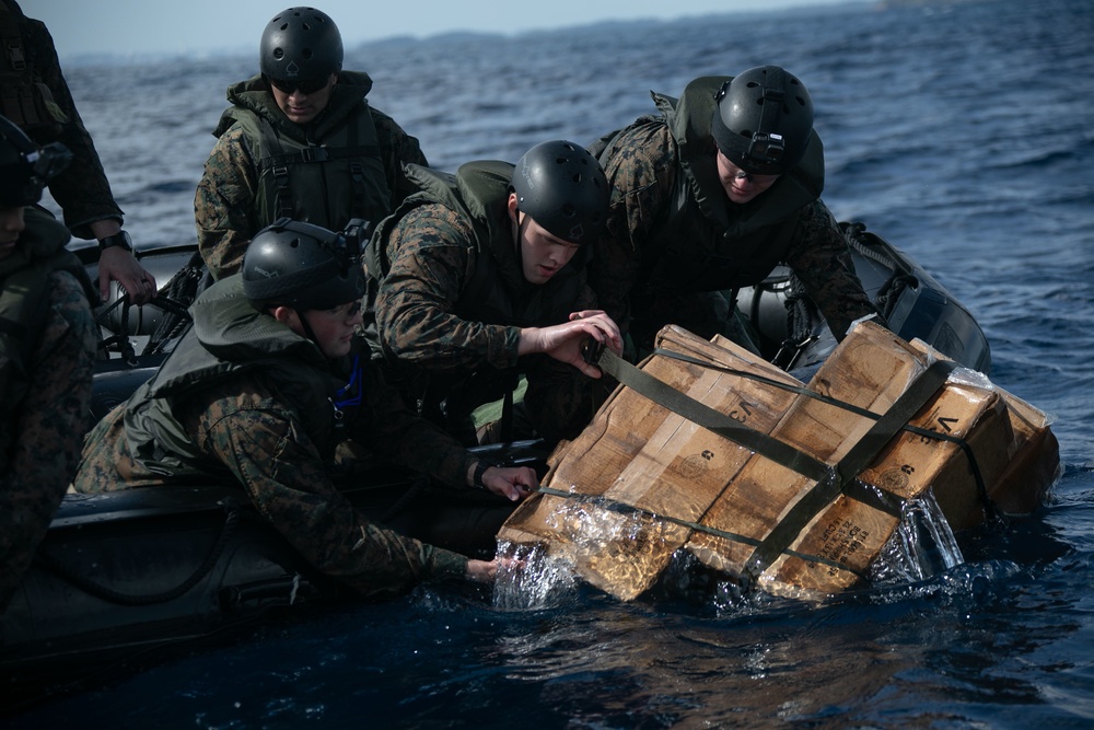 JWX 22 | CLB-4 Marines conduct amphibious resupply with Combat Rubber Raiding Craft