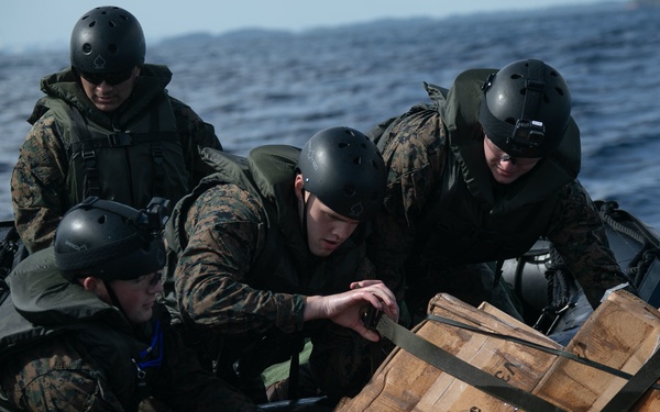 JWX 22 | CLB-4 Marines conduct amphibious resupply with Combat Rubber Raiding Craft