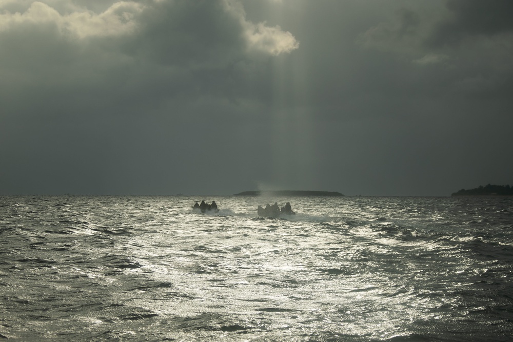 JWX 22 | CLB-4 Marines conduct amphibious resupply with Combat Rubber Raiding Craft