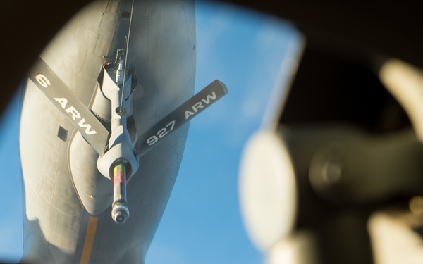 E-3 Sentry refueled midair