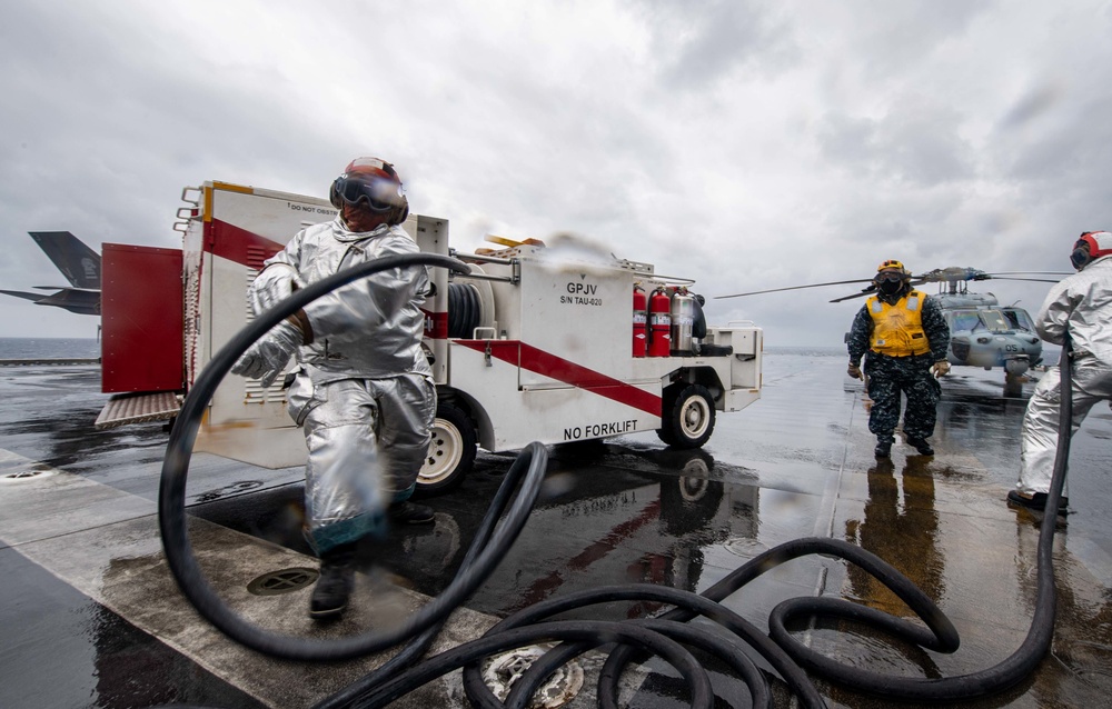 USS America Conducts an Aviation Training Team Drill.