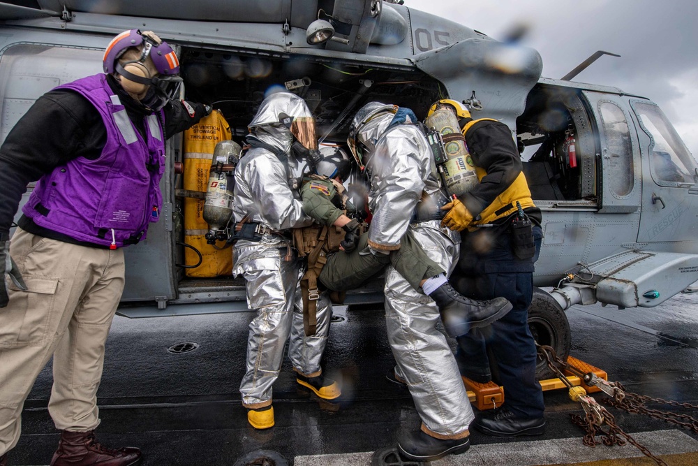 USS America Conducts an Aviation Training Team Drill.