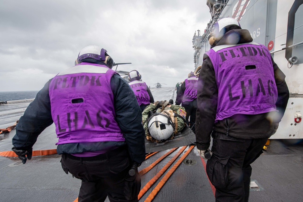 USS America Conducts an Aviation Training Team Drill.