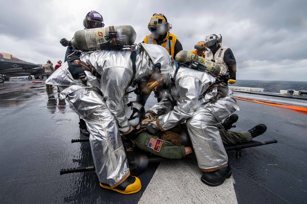 USS America Conducts an Aviation Training Team Drill.