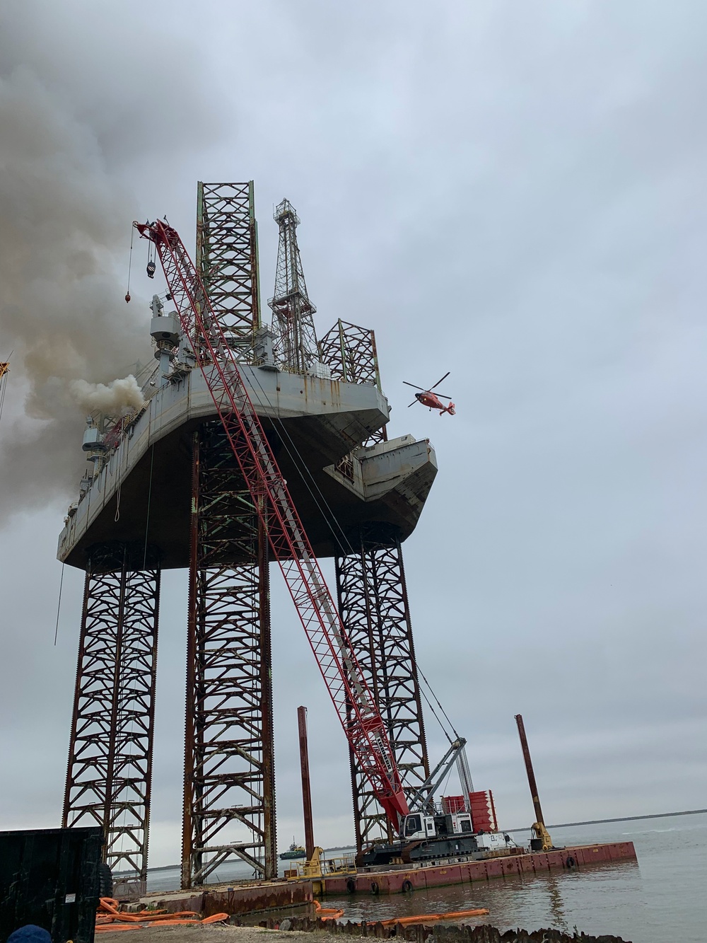 Coast Guard rescues 9 from rig on fire near Sabine Pass, Texas