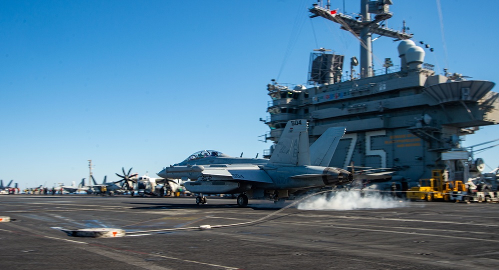 The Harry S. Truman Carrier Strike Group is on a scheduled deployment in the U.S. Sixth Fleet area of operations in support of naval operations to maintain maritime stability and security.