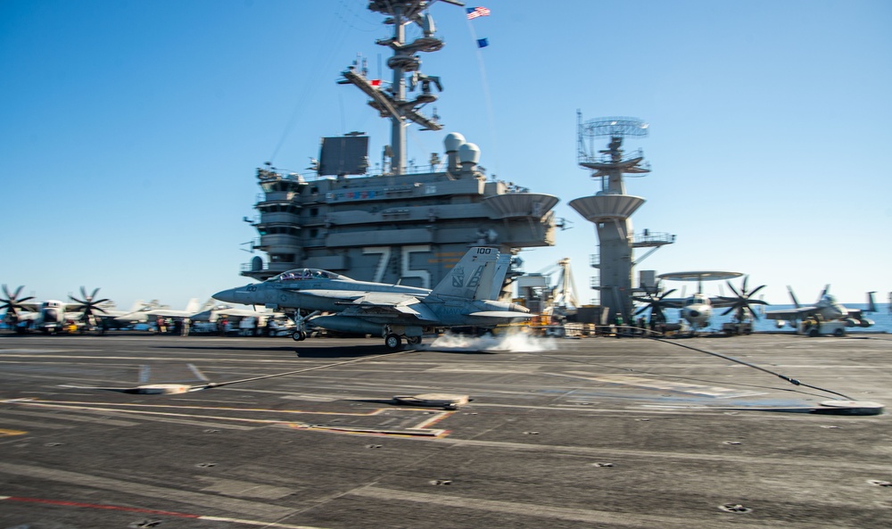 The Harry S. Truman Carrier Strike Group is on a scheduled deployment in the U.S. Sixth Fleet area of operations in support of naval operations to maintain maritime stability and security.