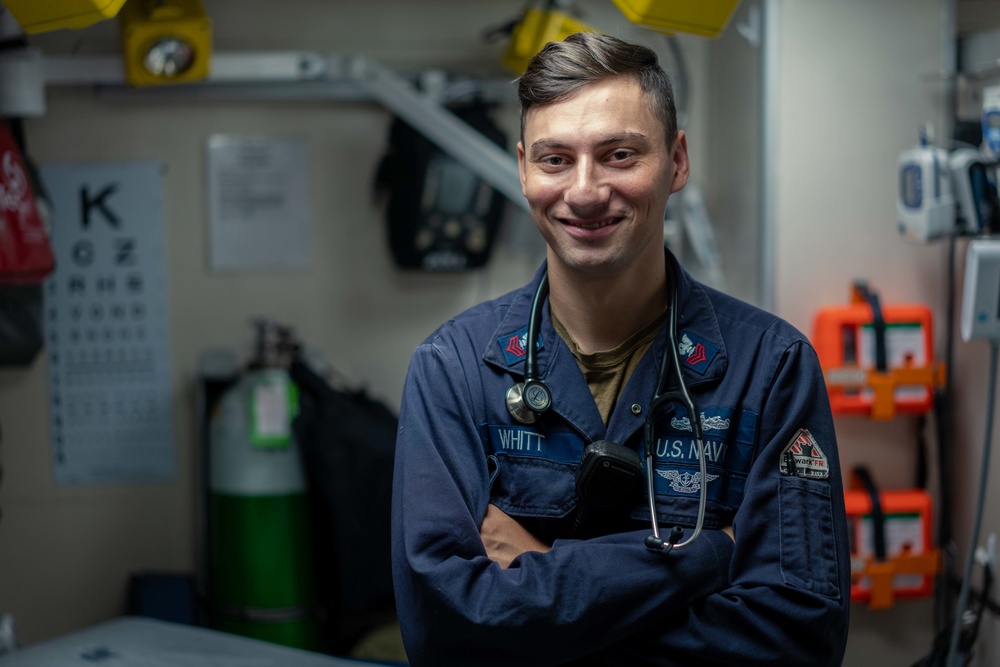 USS Jackson (LCS 6) Sailor Poses For a Portrait