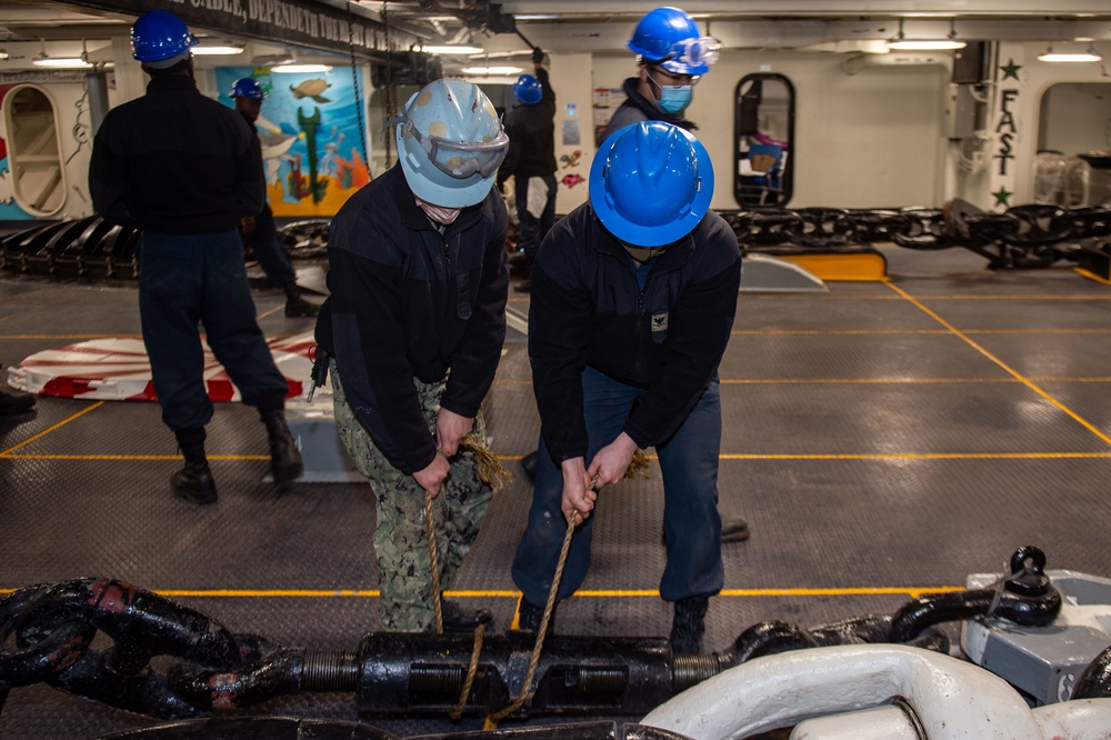 USS Ronald Reagan (CVN 76) Anchor Chain Maintenance USS Ronald Reagan (CVN 76) Anchor Chain Maintenance