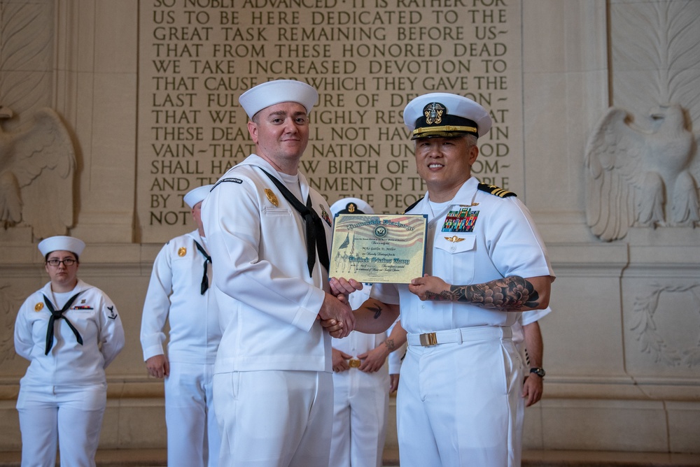 MA2 Miller, MA3 Cox reenlistment ceremony