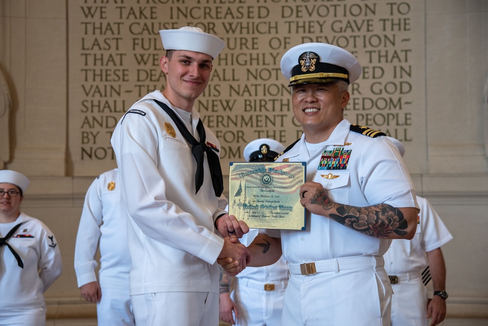 MA2 Miller, MA3 Cox reenlistment ceremony