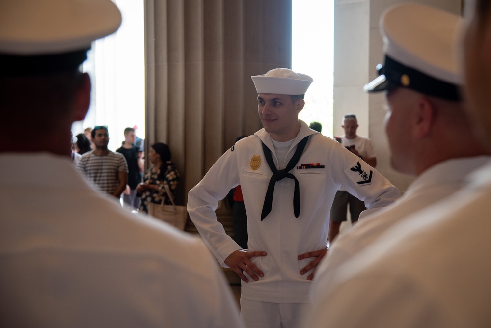 MA2 Miller, MA3 Cox reenlistment ceremony