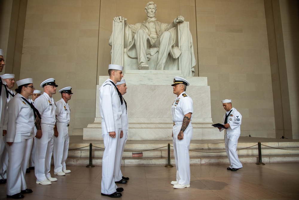 MA2 Miller, MA3 Cox reenlistment ceremony