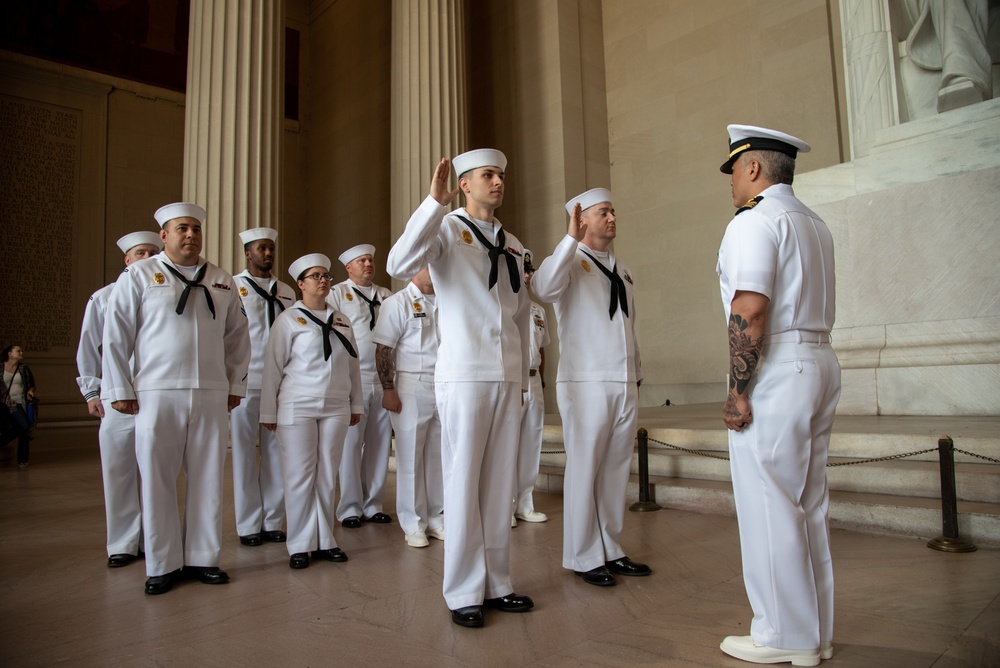 MA2 Miller, MA3 Cox reenlistment ceremony