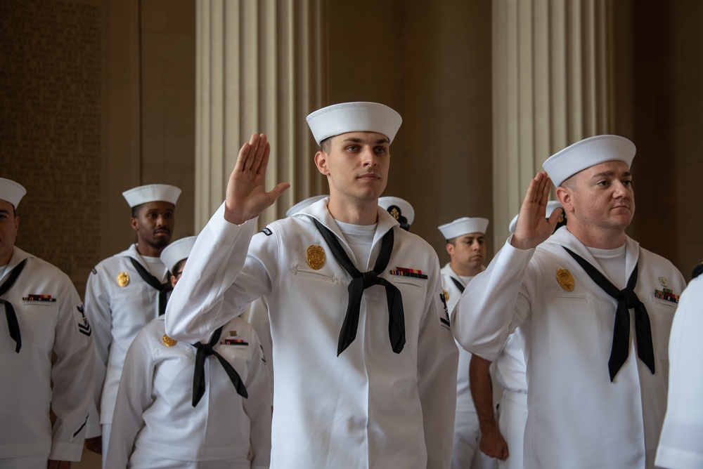 MA2 Miller, MA3 Cox reenlistment ceremony