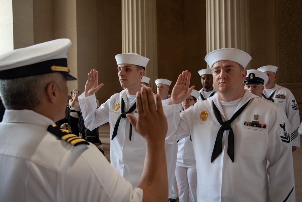 MA2 Miller, MA3 Cox reenlistment ceremony