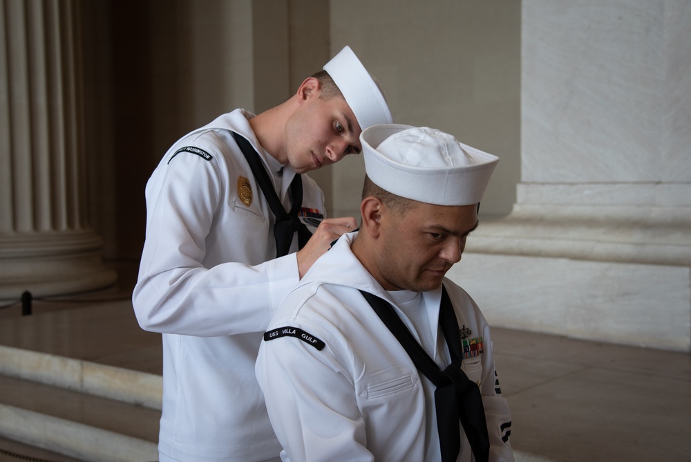 MA2 Miller, MA3 Cox reenlistment ceremony