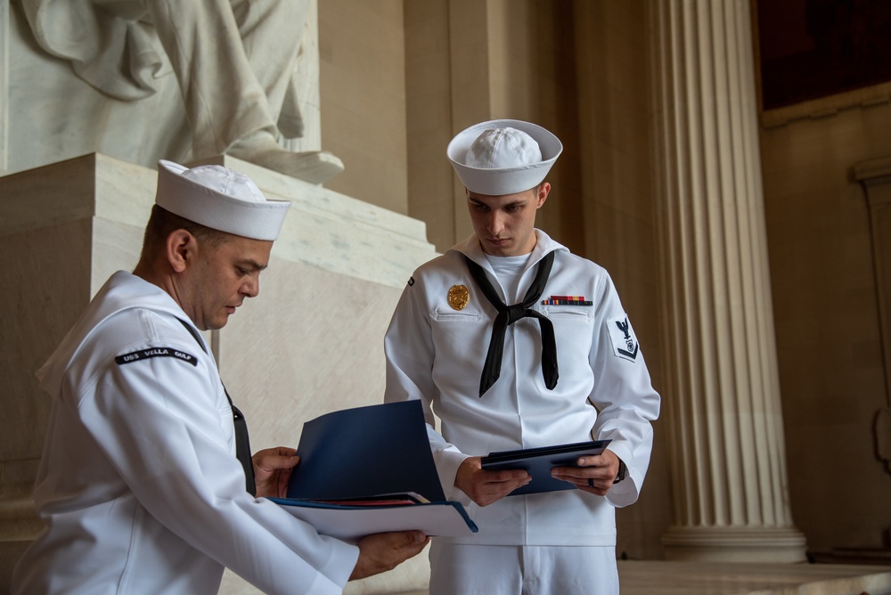 MA2 Miller, MA3 Cox reenlistment ceremony