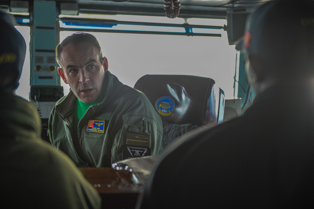 The Harry S. Truman Carrier Strike Group is on a scheduled deployment in the U.S. Sixth Fleet area of operations in support of naval operations to maintain maritime stability and security.