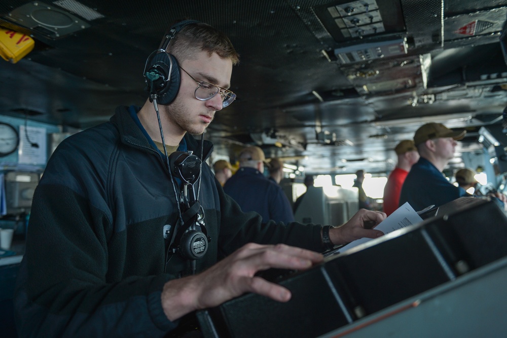 The Harry S. Truman Carrier Strike Group is on a scheduled deployment in the U.S. Sixth Fleet area of operations in support of naval operations to maintain maritime stability and security.