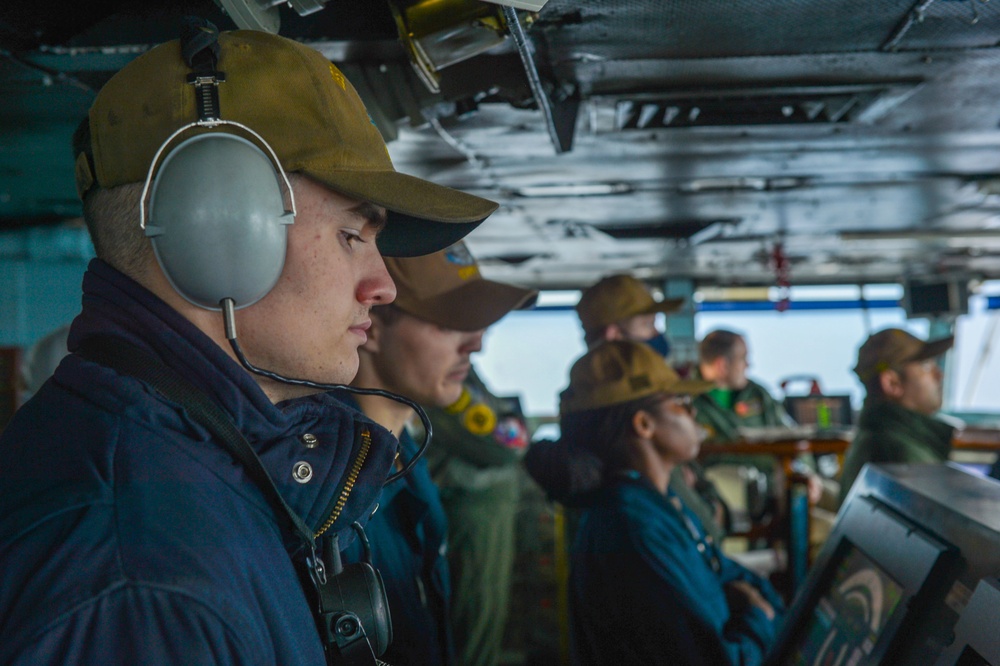The Harry S. Truman Carrier Strike Group is on a scheduled deployment in the U.S. Sixth Fleet area of operations in support of naval operations to maintain maritime stability and security.