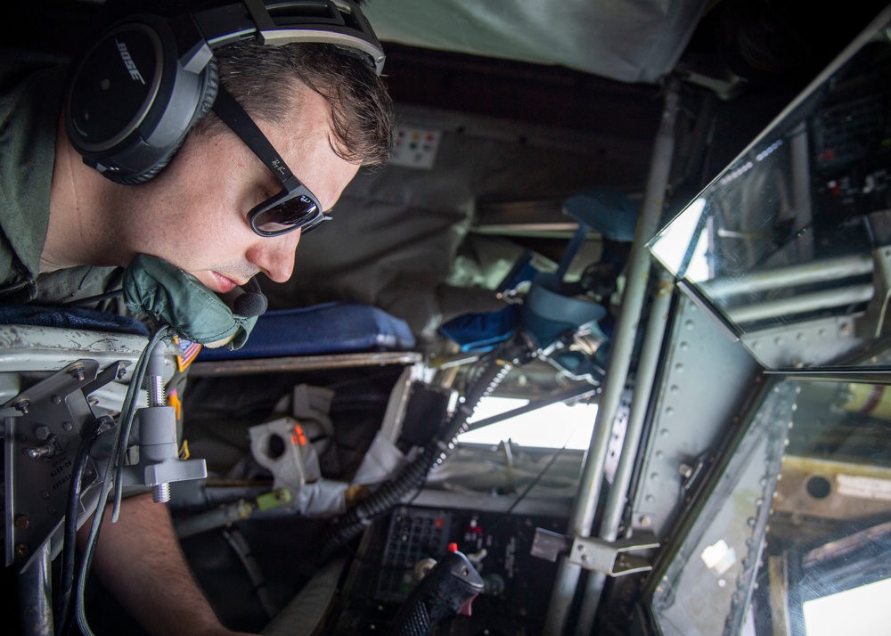 91st Air Refueling Squadron preforms Grand Prix flyover