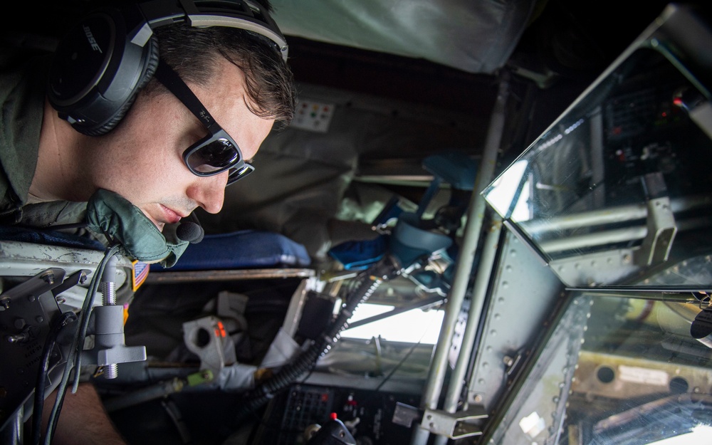 91st Air Refueling Squadron preforms Grand Prix flyover