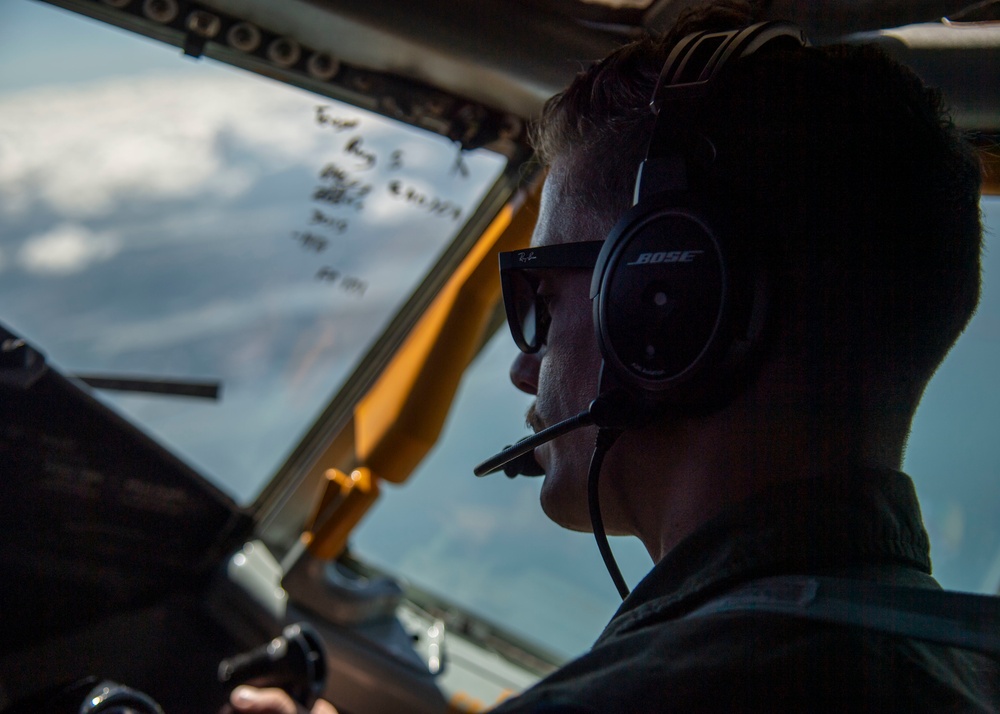 91st Air Refueling Squadron preforms Grand Prix flyover