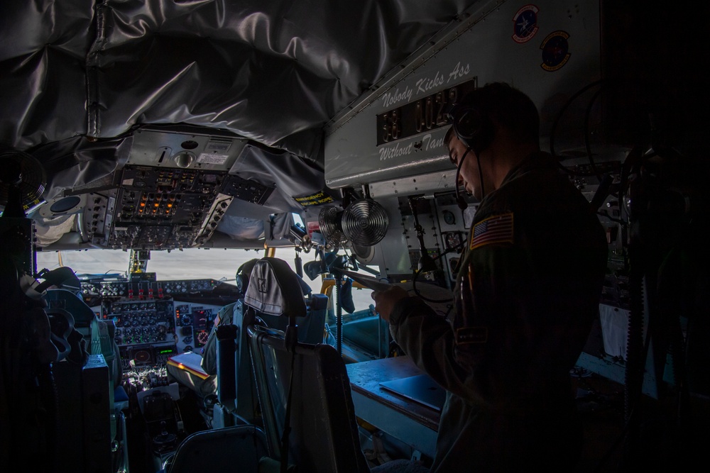 91st Air Refueling Squadron preforms Grand Prix flyover