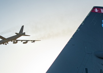 Barksdale B-52s take-off from Andersen AFB