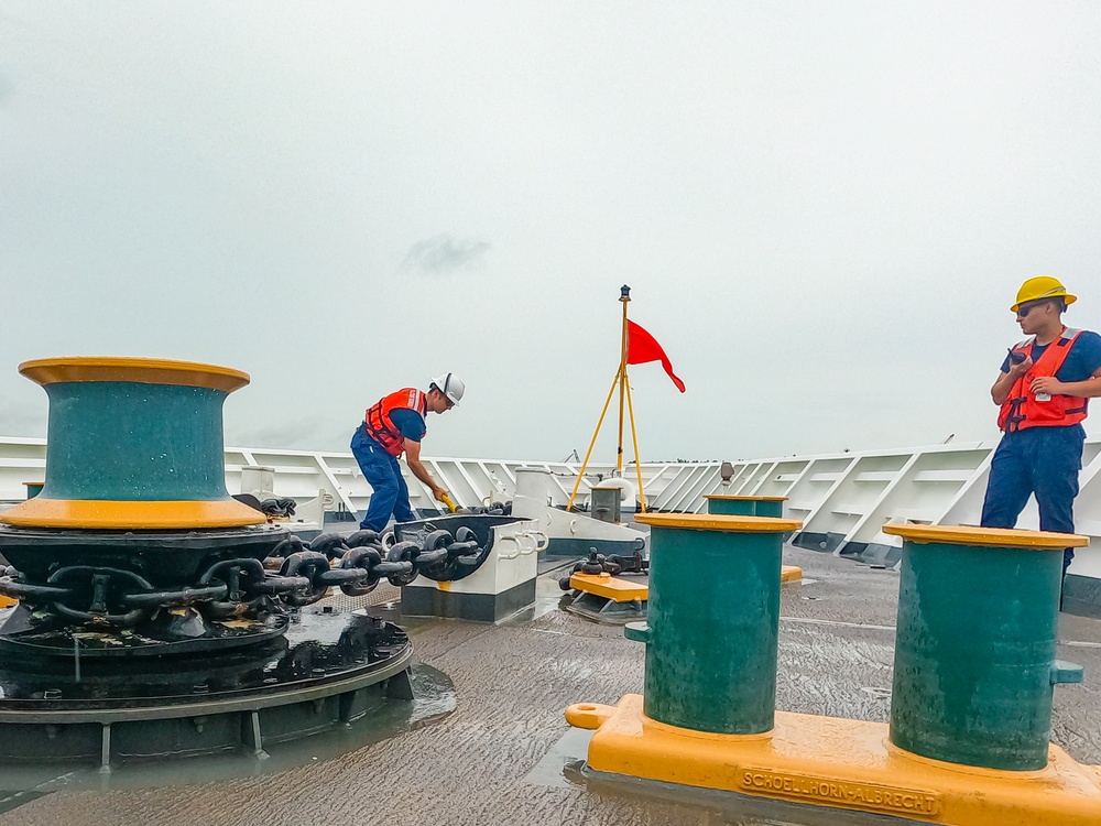 USCGC Stratton crew anchor in Suva, Fiji