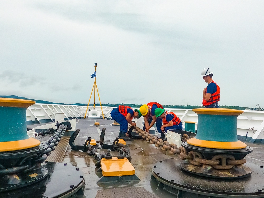 USCGC Stratton crew anchor in Suva, Fiji