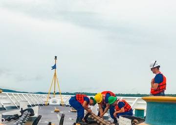 USCGC Stratton crew anchor in Suva, Fiji