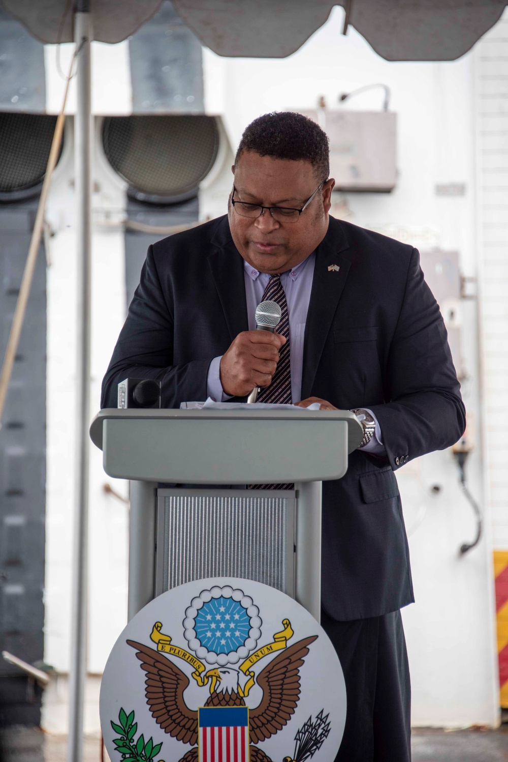 USCGC Stratton holds press conference in Suva, Fiji port