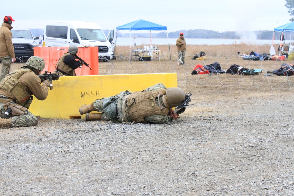 Sailors assigned to Maritime Expeditionary Security Squadron Two’s (MSRON 2) take part in the command’s Final Evaluation Problem (FEP).